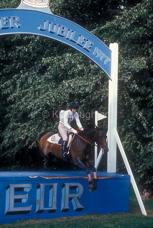 Lucinda Green on George, jump the last fence on their way to winning the European Chamionships in 1977Lucinda GreenEV01-02-16