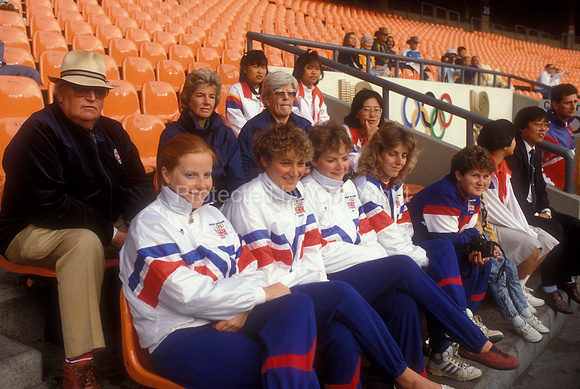 British event grooms with Peter and Anne Scott-Dunn with Alison Oliver (centre back) Olympics 1988 SJ103-20-04.JPG
