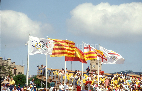 Olympic and Spanish flags Olympic Games SJ131-01-34.JPG