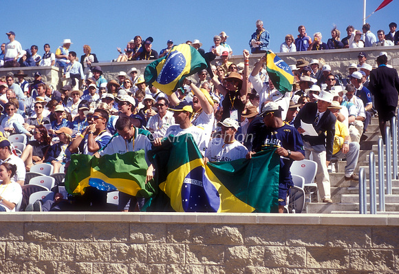 Spectators waving flags. Brazilian supporters SJ177-06-24