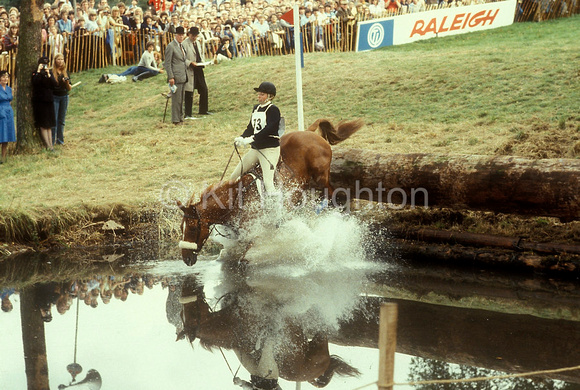 Princess Anne on Stevie B jumping into the Trout HatcheryEV09-03-06