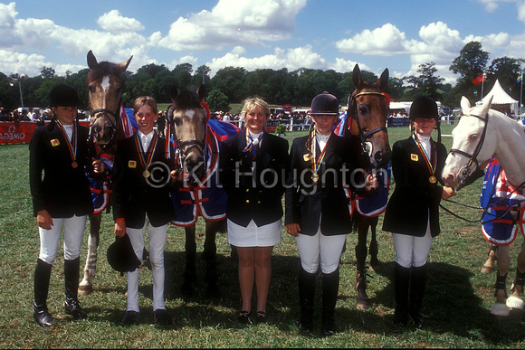 British Team parading after their win with  chef d'equipe.   L to R: Gemma Cranton &amp SJ162-04-05