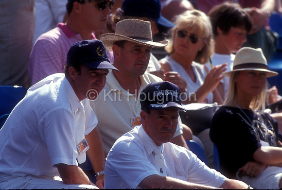 British Team watching showjumping. Michael and John Whitaker with Robert Smith World Equestrian Games 1994 SJ145-08-21.JPG