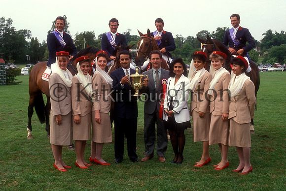 Emirates air hostesses with the winning french team after their nations cup win SJ121-02-03.JPG