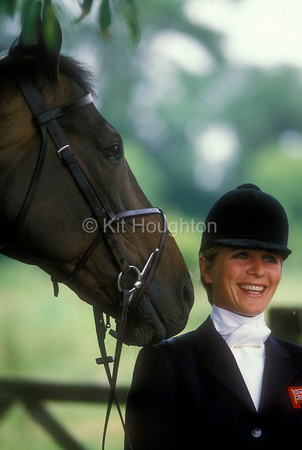 Ginny Holgate with Pricless at the Press day at Wylye prior to the LA Olympic Games EV100-20