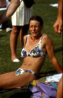 Mary Thomson (King) sunbathing prior to the competition EV277-10-07