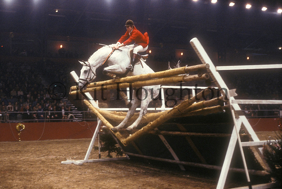 Nick Skelton riding Everest Lastic setting the British High Showjumping record at Olympia, 1978. The record jump measured 7 feet 7 and 5/16th inches, beating the 1937 record set by Don Beard and Swank
