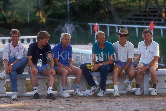 German three day eventing team take a break during the course walking EV204-20-20