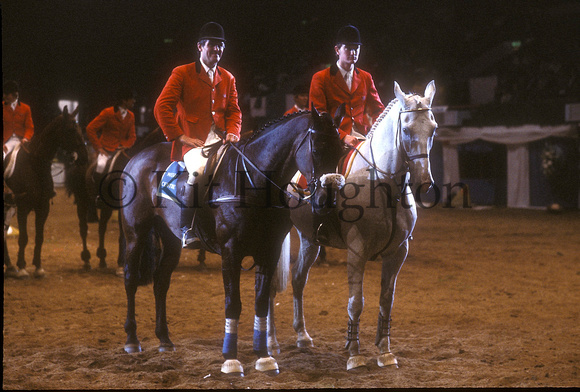 Harvey Smith with son Robert Smith win the Whitbread pairs class;Royal International Horse Show 1981 SJ15-02-02