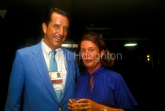 Rosemary Barlow with Michael Morphy,Commissioner of the Horse at the Los Angeles Olympic Games EV100-14