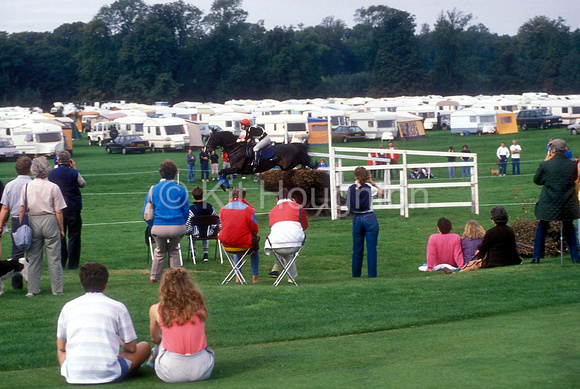 Spectators with Jane Starkey and Bengal Lancer at the steeplechase next to the caravan park at Burghley EV203-07-18