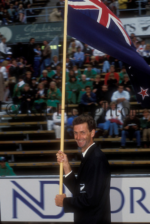 Mark Todd NZL parading with the New Zealand flag EV236-02-13